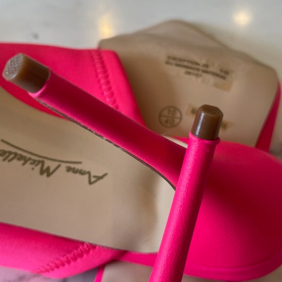 Anne Michelle Pink Stretch Point Toe Heel Sandals Sz 10 - Picture 13 of 15